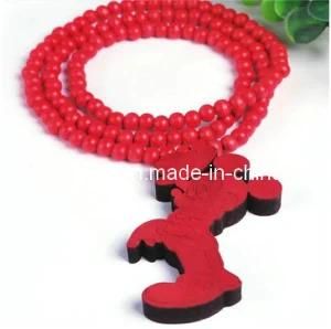 Red Wood Necklace of 2013 Fashion Jewelry Animal Dog Horse Shape Beads Chains Environmental Friendly (PN-130)