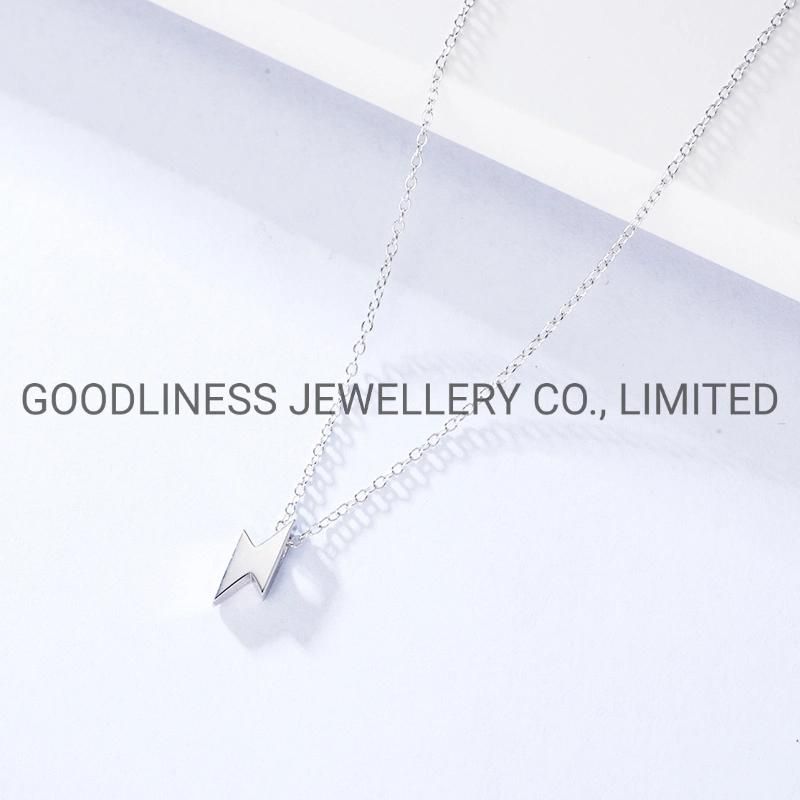 925 Sterling Silver Fine Jewelry Women Lightning Pendant Necklace