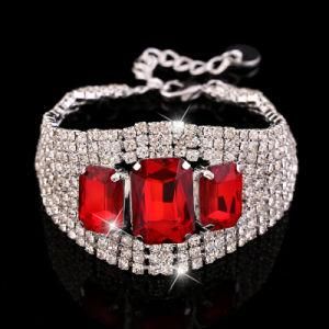 Imitation Stainless Steel Jewelry Red Crystal Bracelet