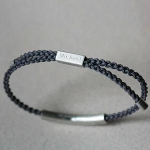 Custom Jewelry 18K Gold Plated Bar Engravable Statement Bracelets Adjustable Braided Colorful Rope Bracelet for Men Women