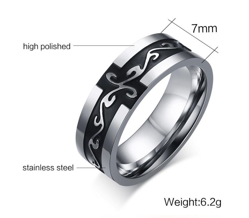 Men Fashion Jewelry Pattern in Black Classic Male Ring