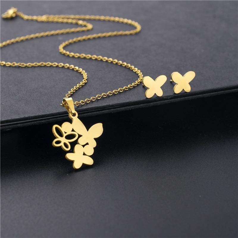 Manufacturer Custom Fashion Jewelry High Quality Non Tarnish 18K Gold Plated Stainless Steel Fashion Jewelry Set