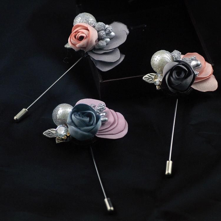 Decoration Metal Lapel Pin Handmade Fabric Lapel Flower Pin Brooch