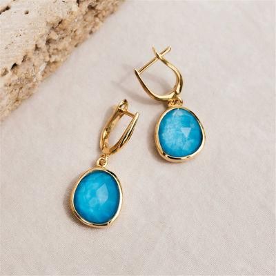 Organic Gemstone Huggie Hoop Earring for Fashion Jewelry and Gift