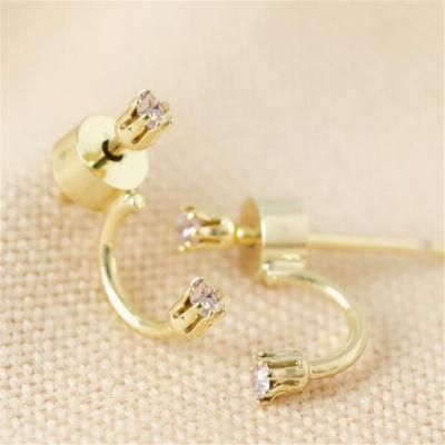 Wholesale Manufacture Tiny Crystal Cubic Zircon Jacket Earrings in 18K Gold Plated Women Ears