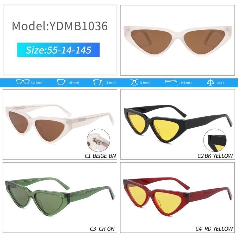 New Style Fashion Small Acetate Frame Polarized Sunglasses Women Super Hot Eyewear Cat Eye Retro Plate Sunglasses