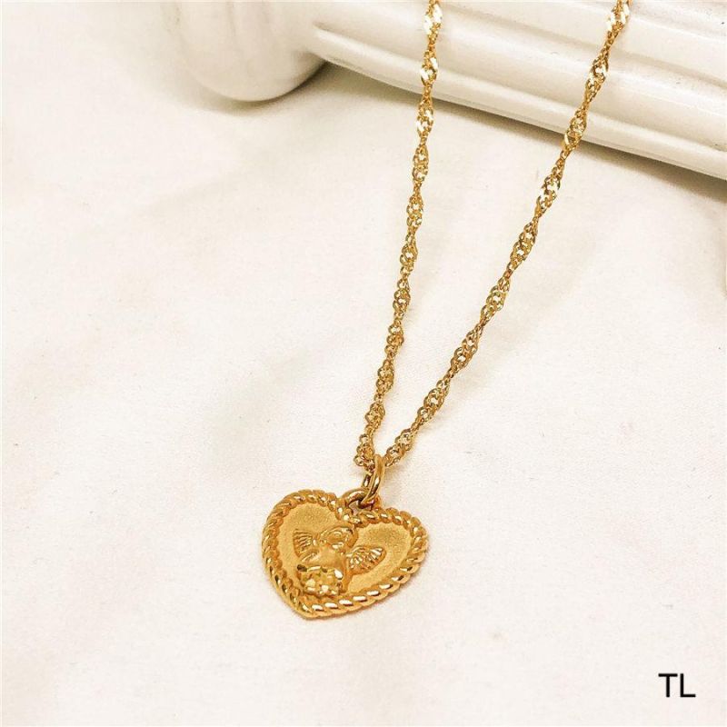 Manufacturer Custom PVD Plated Jewelry High Quality Stainless Steel Heart Necklace 14K 18K Gold Jewellery Chains for Jewelry