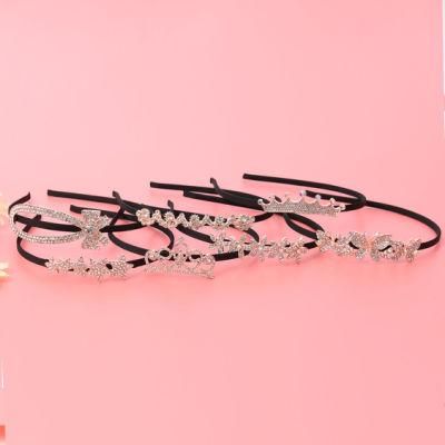 Black Fabric with Shiny Rhinestone Fashion Girl Women Hair Band