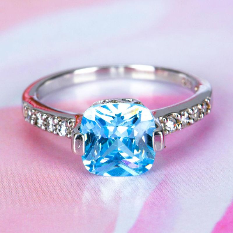 Chinese Fancy 925 Sterling Silver Sky Blue CZ Earrings Ladies Jewellery Sets