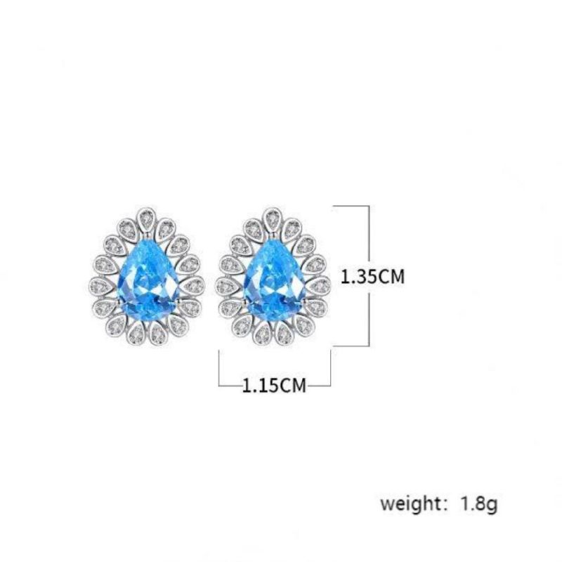 Fashion Accessories S925 Sterling Silver Pear Shape High Carbon Diamond Rhodium Plated Woman Stud Earrings