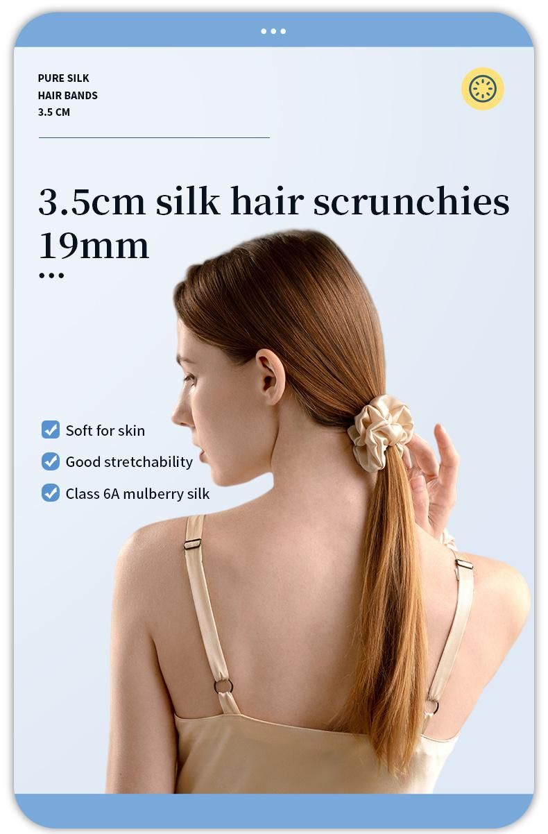 Factory Wholesale 100% Mulberry Silk Hair Tie Medium 3.5cm Silk Scrunchies