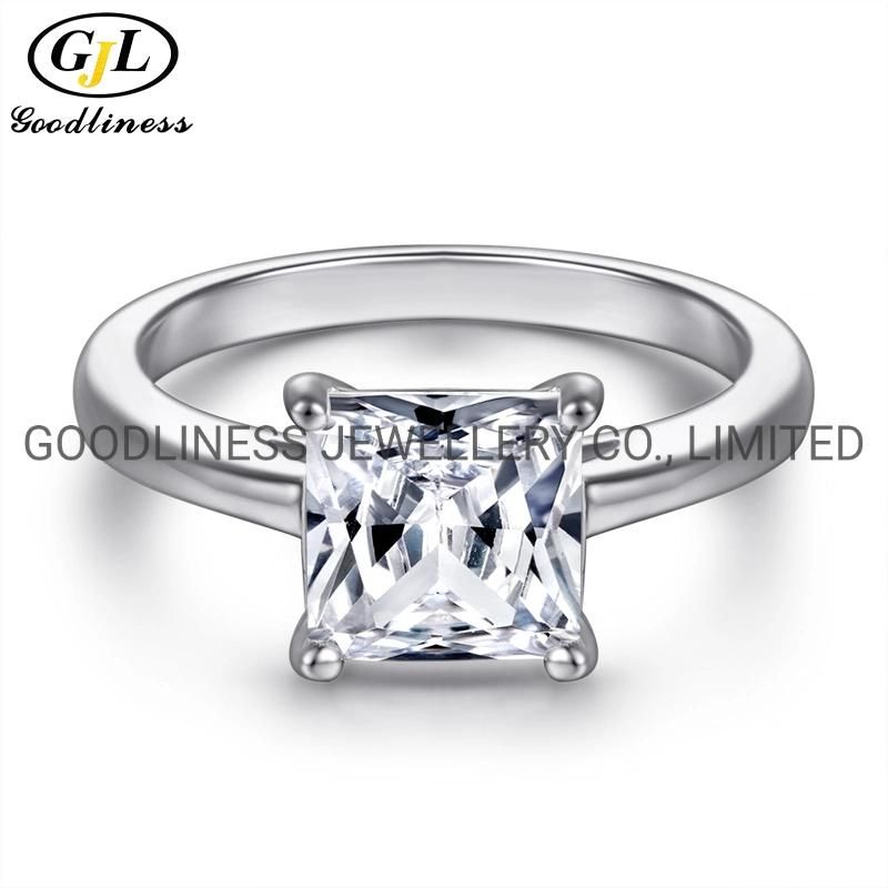 Diamond Antique Simple Anniversary Proposal Square Engagement Rings for Women