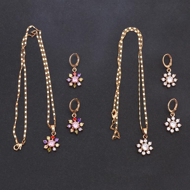 Costume Wholesale Fashion Imitation Gold Silver Stainless Steel Charm Jewelry with Earring Set Necklace Pendant