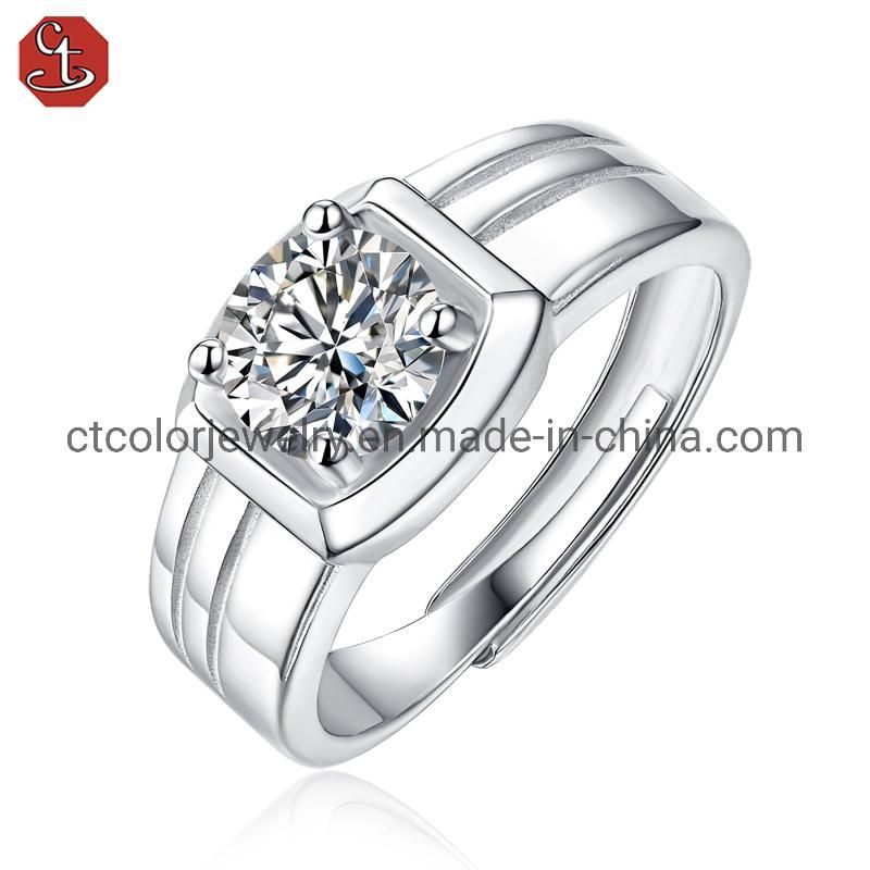 Men′s Wedding diamond ring Moissanite silver Fashion jewellry simple man ring