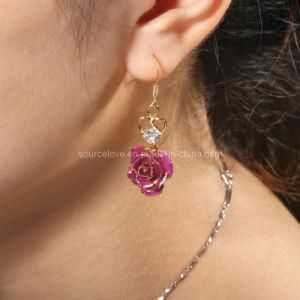 24k Gold Rose Earrings