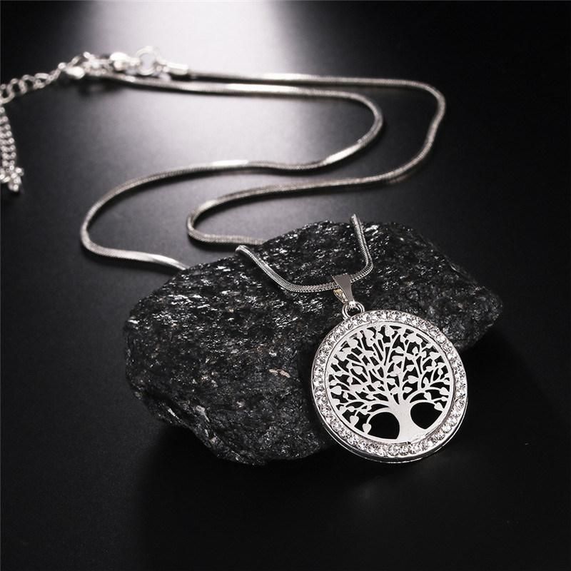 Tree Life Crystal Round Small Pendant Necklace Women Fashion Jewelry Gifts