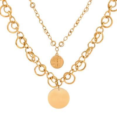 Women Necklace Coin Full Circle New Design Pendant Circles Rounded Chain Layer Necklace Jewelry for Gift