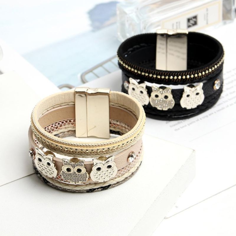 Leather Boho Wrap Around Stacking Bracelet