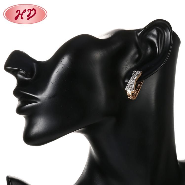 Fashion 18K 14K Gold Plated Costume Imitation Jewelry with Pearl CZ Huggie Hoop Earring for Women