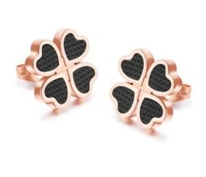 Fashion Stainless Steel Four Hearts Stud Earrings for Women Rose Gold Color Classic Party Jewelry Accessories Gifts