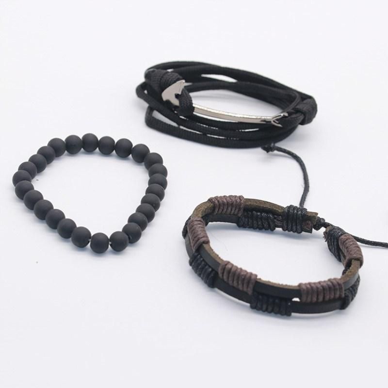 Fashion Bead Leather Bracelets & Bangles Multilayer Men Leather Bracelet