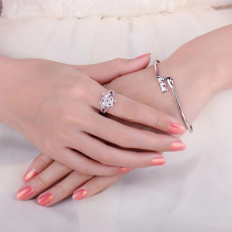 Fashion Jewelry 925 Sterling Silver Pink Flower Ring for Women Wholesale