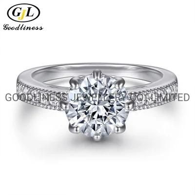 Rhineshtone Jewelry 925 Sterling Silver Diamond Women Engagement Wedding Rings