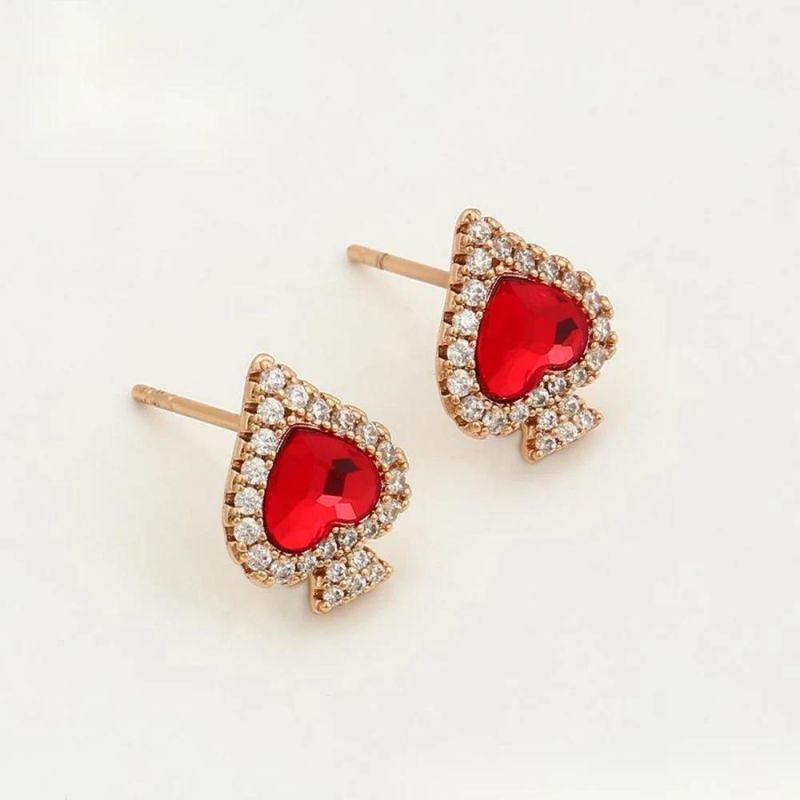 Fashion Jewelry Dubai 18K Gold-Plated Fashion Luxury Vintage Red Peach a Crystal Earrings