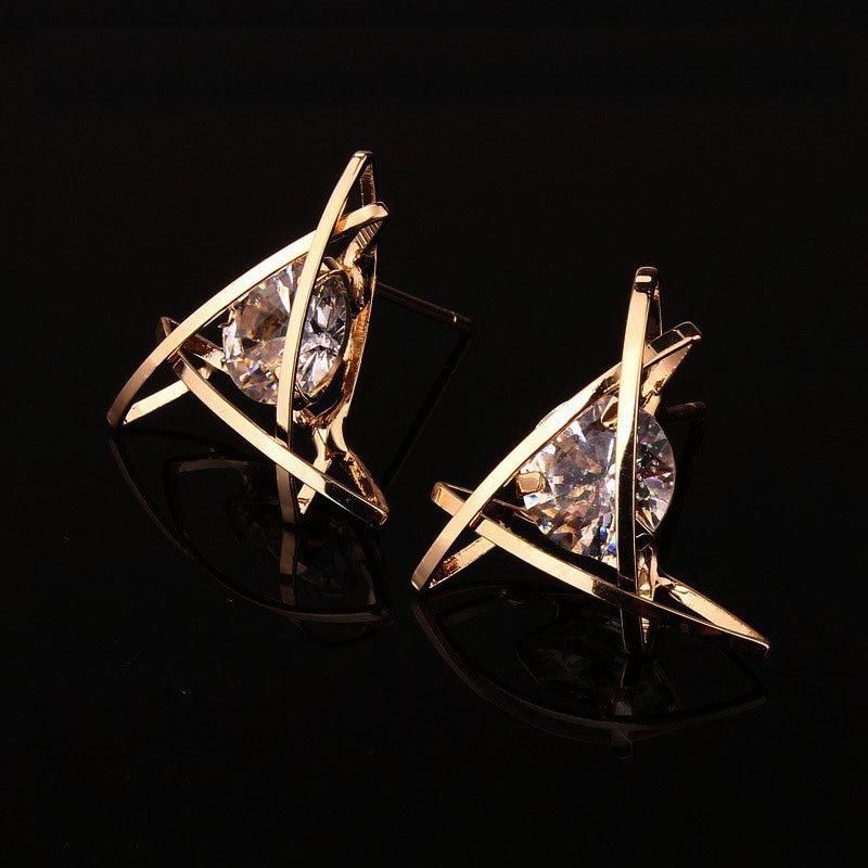 Women Trinkets Triangle Zircon Earrings Toe Square Silver Earrings Fashion Jewelry