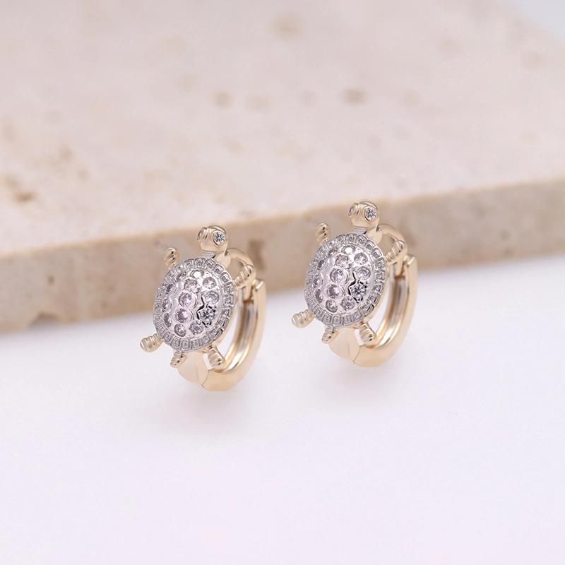 Cubic Zircon Turtle Two-Color Pave Huggie Fashion Earrings