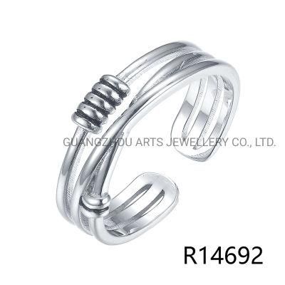 Wholesale 925 Sterling Silver Unique Cross Line Simple Ring