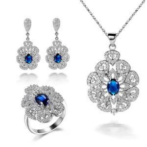 Fashion Bridal 925 Sterling Silver Sapphire Gemstone Wedding Jewelry