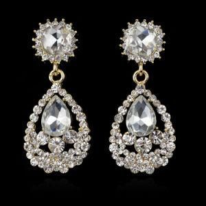 Wedding Bridal Clear Crystal Drop Silver Earrings Imitation Jewelry