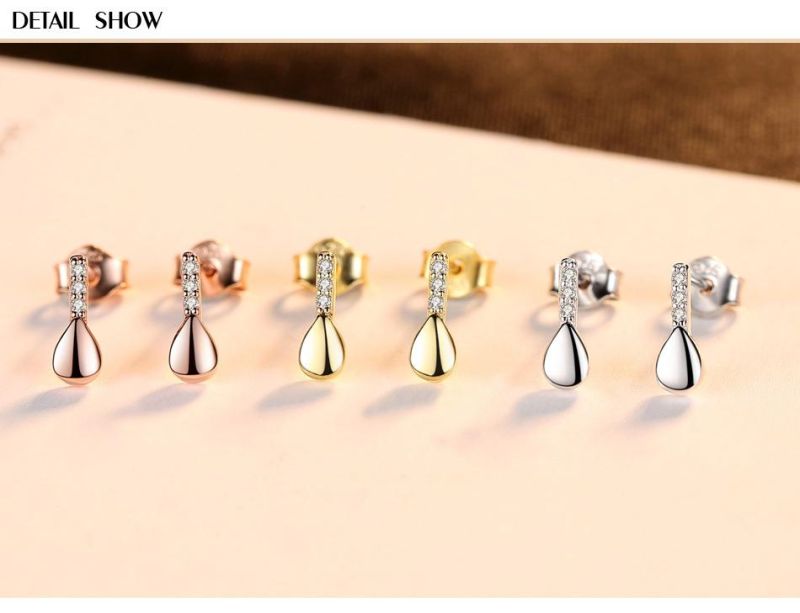 Water Droplets Series Women Silver Jewelry Stud Earrings