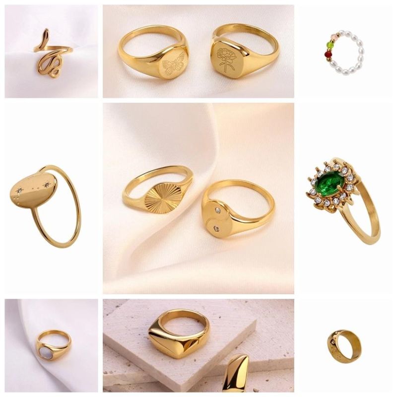 Wholesale Custom Fashion Modern Wedding Ring 18K Gold Exquisite Stainless Steel Embossing Couples with Thin Ring Men and Women