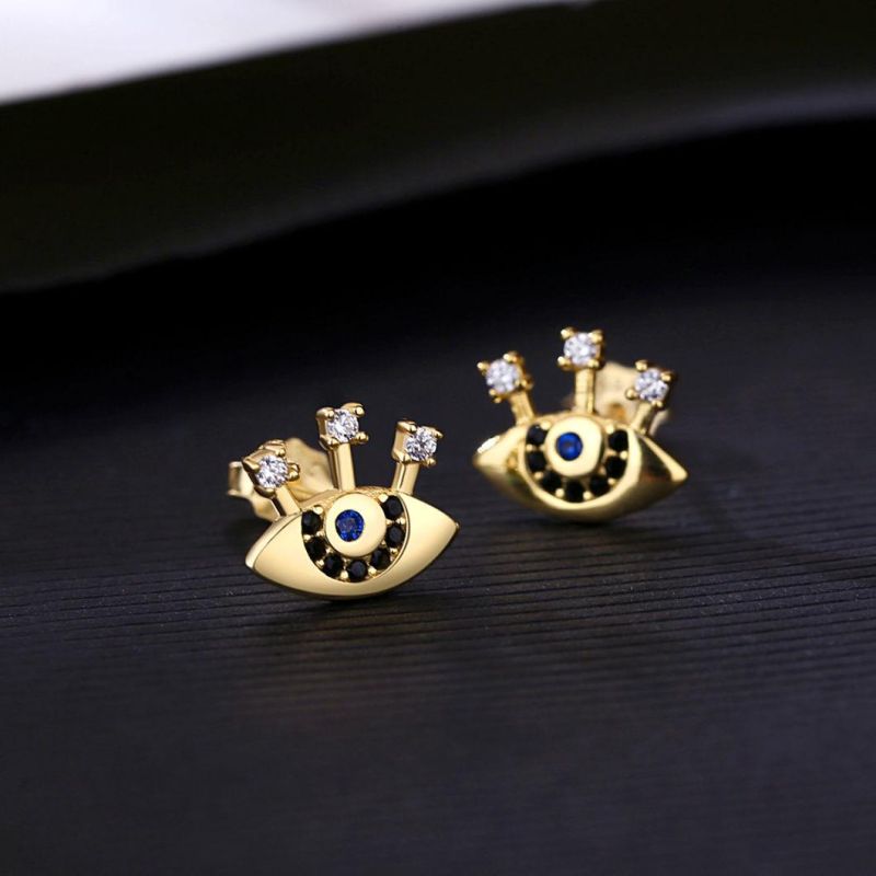 Stylish Demon Eye 925 Sterling Silver Earrings Ear Studs