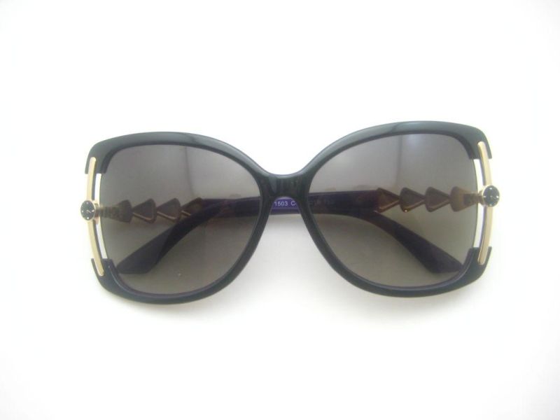 Woman Fashion Acetate Sunglasses with Metal Decoraction