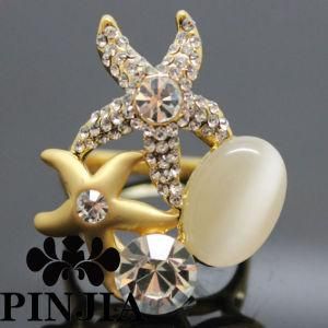 Gold Cubic Zirconia Starfish Fashion Jewelry Ring