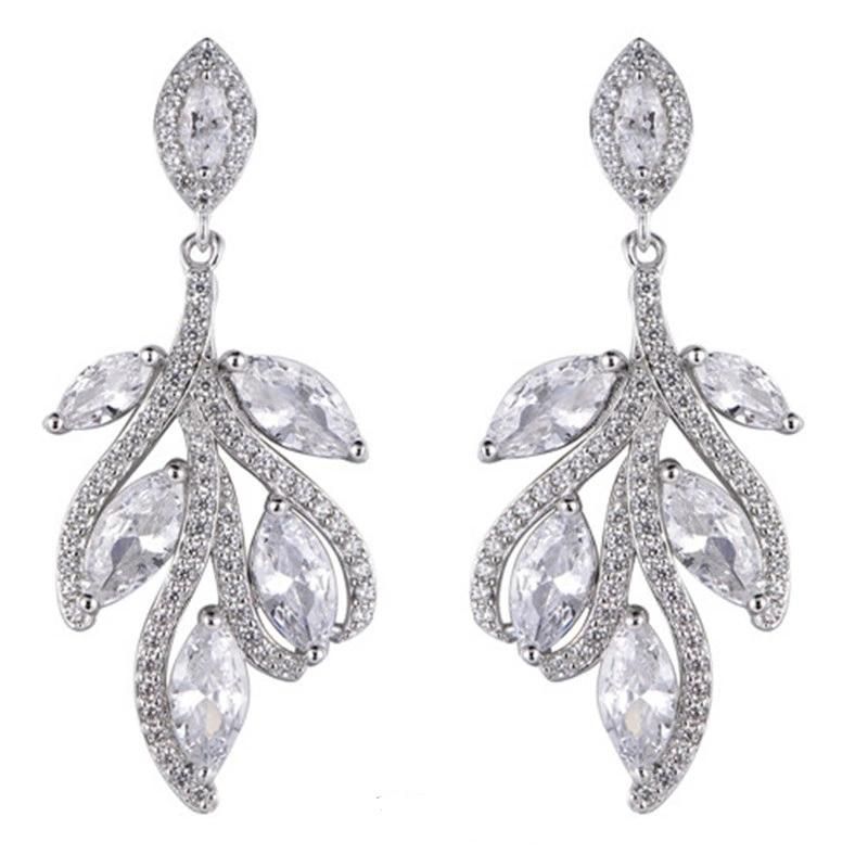 2022 Trendy Jewelry 925 Sterling Silver or Brass Shining AAA CZ Wedding Earring for Ladies