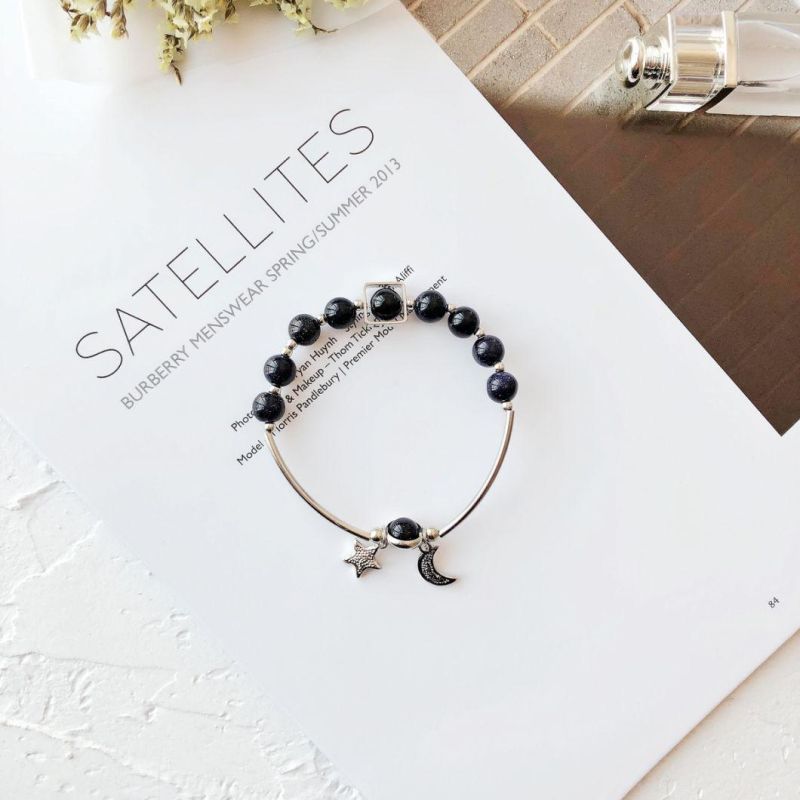 Star Blue Sandstone Transit Pearl Star Moon Bracelet