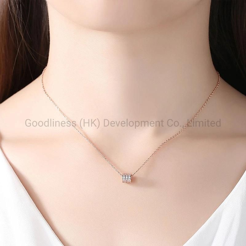 Zircon Three Row Diamond Necklace Pendant Square Drill Clavicle Necklace