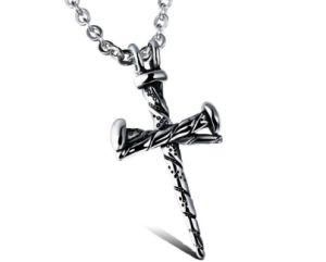 Vintage Cool Men Jewelry Nail Cross Necklace Full Stainless Steel Free Chain Pendant Necklaces Best Gifts for Christmas