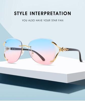 2020 Frameless Two Tone Metal Designer Women Sunglasses