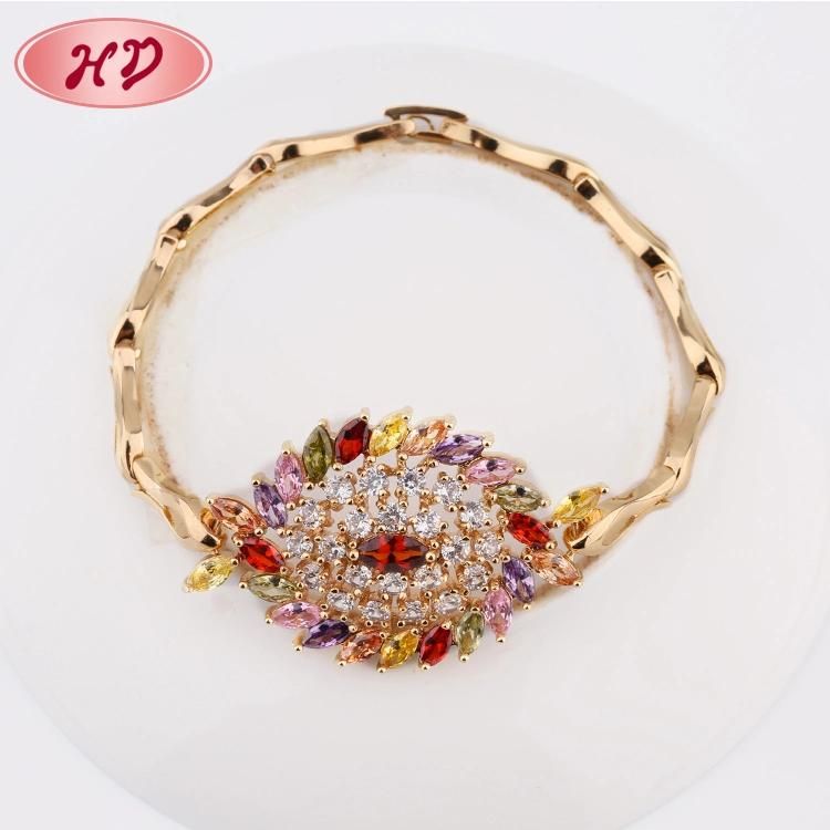 Fancy Popular Design Red Core Luxury Style Charm Zircon Gold Filled Bracelet