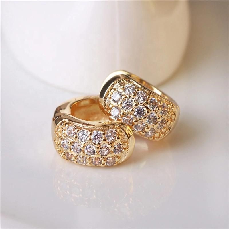 Classic Luxury Gold Plated CZ Hoop Earrings for Women Ladies