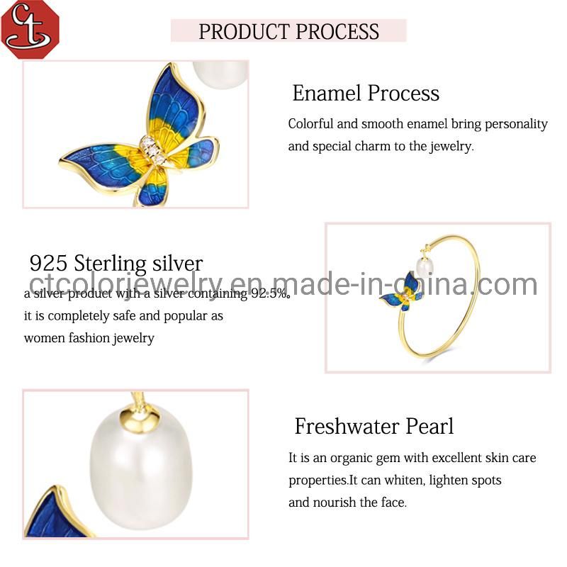 New popular fashion jewelry Butterfly Fresh water pearl Enamel Bracelet