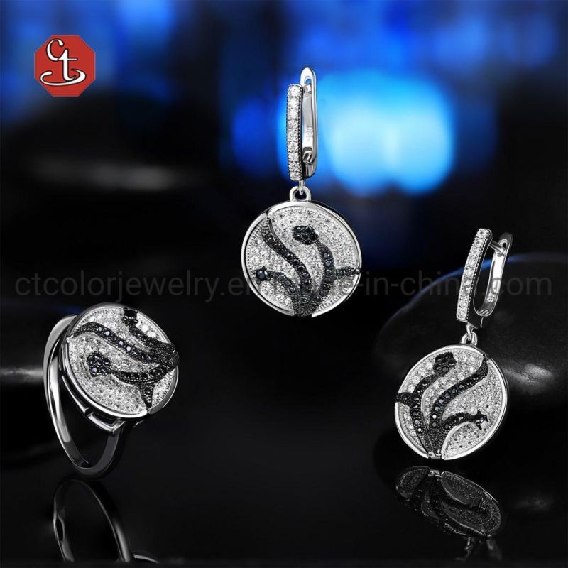 Two Tone Plated Color Rings for Jewelry Set Black Micro Wax Setting Ring