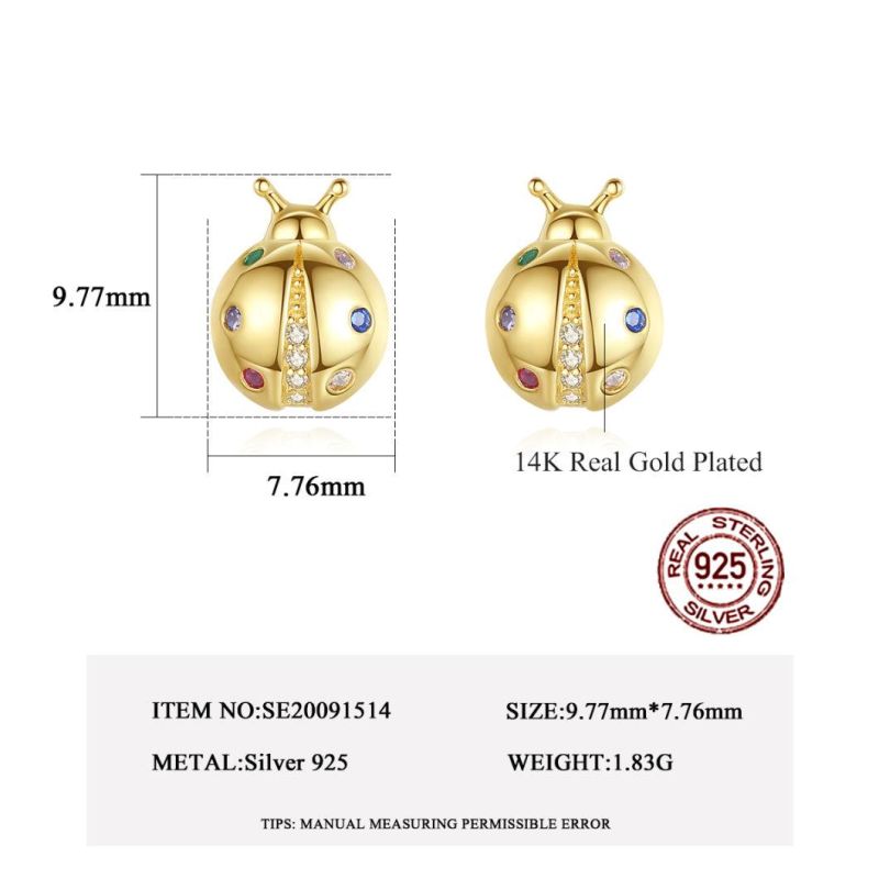Fashion Accessories Golden Cute Colorful Ladybug Jewelry Earrings