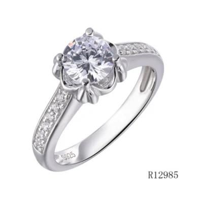 Classical 925 Sterling Silver with CZ Wedding Ring