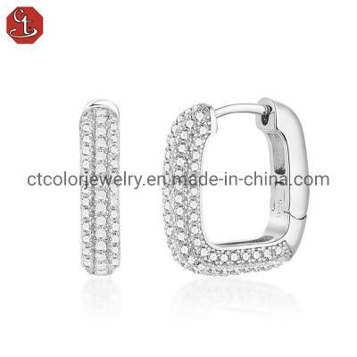 Fashion Jewelry 925 Sterling Silver White Cubic Zircon Earrings Wholesale Silver jewellery